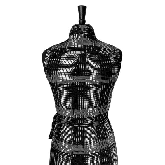 Brooks Brothers 346 Women's Shirt Dress Button Down Black White Plaid Belted PXS - Picture 9 of 10